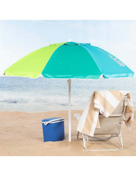 Guarda-sol de praia anti-vento 8 varetas 220 cm multicolorido