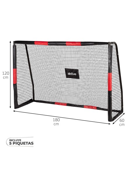 Baliza de futebol 180x60x120 cm com proteção e 5 pinos