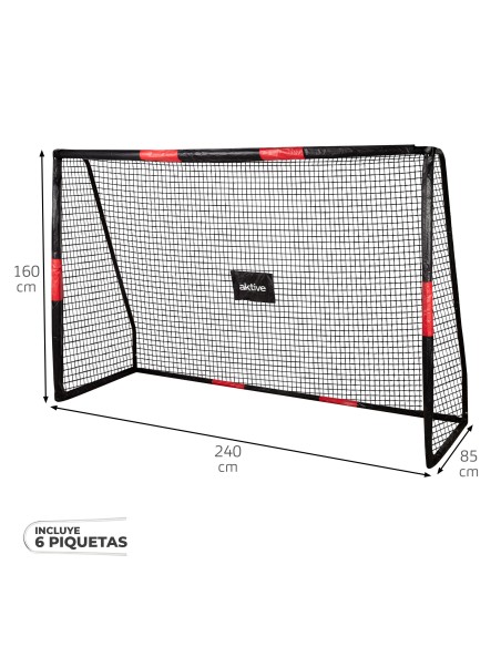 Baliza de futebol 240x85x160 cm com proteção e 7 pinos