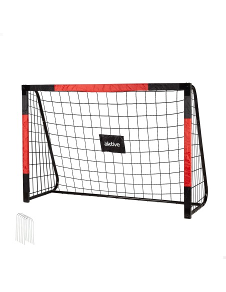 Baliza de futebol de aço 180x60x120 cm com rede resistente e 6 pinos