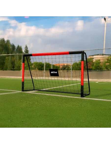 Baliza de futebol de aço 180x60x120 cm com rede resistente e 6 pinos