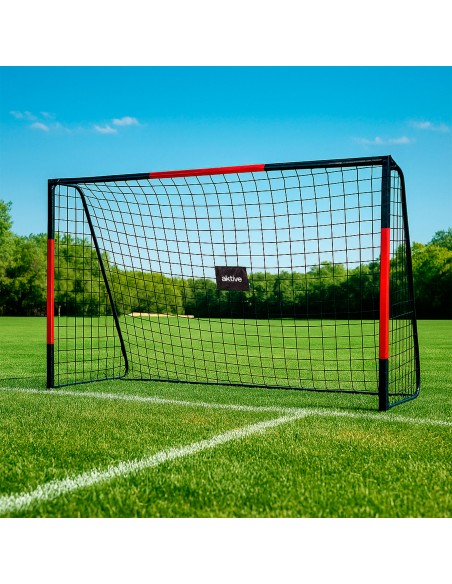 Baliza de futebol de aço 300x120x200 cm com rede resistente e 7 pinos