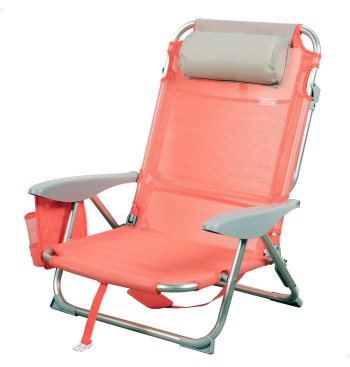 Cadeira de praia baixa multiposições 50x45x75 cm coral