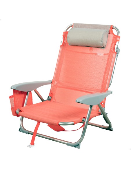 Cadeira de praia baixa multiposições 50x45x75 cm coral