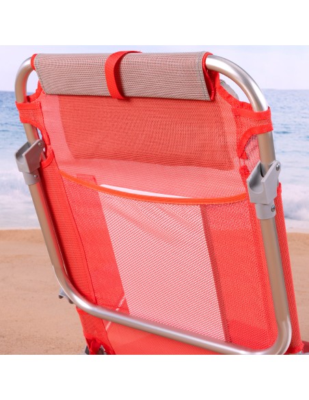 Cadeira de praia baixa multiposições 50x45x75 cm coral