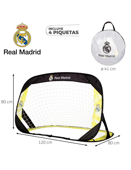 Real Madrid Conjunto 2 balizas de futebol pop-up 120x80x80 cm