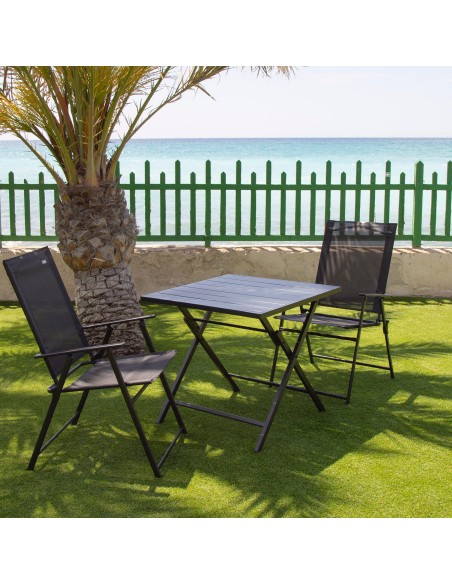 Conjunto de mesa e 2 cadeiras de jardim dobráveis