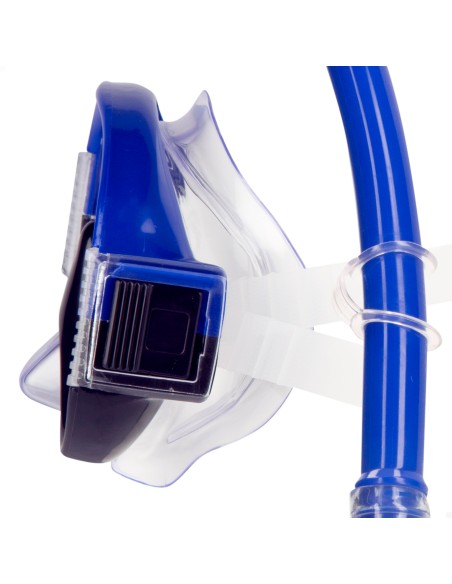 Conjunto de snorkel e óculos de mergulho azul/preto para adultos