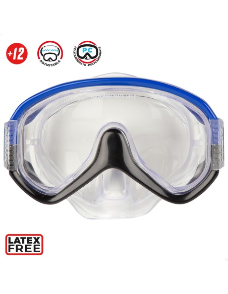 Conjunto de snorkel e óculos de mergulho azul/preto para adultos
