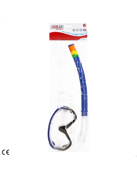 Conjunto de snorkel e óculos de mergulho azul/preto para adultos