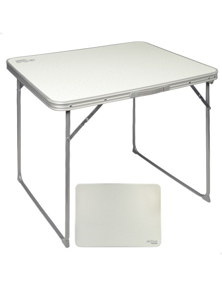 Mesa de campismo dobrável branca