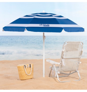 Pack 2 cadeiras de praia fixas anti-capotamento + guarda-sol 2