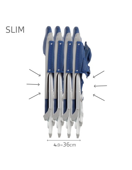 Pack 2 cadeiras azul marinho + guarda-sol 200 cm riscas