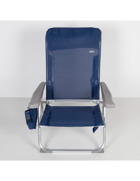 Pack 2 cadeiras azul marinho + guarda-sol 200 cm riscas