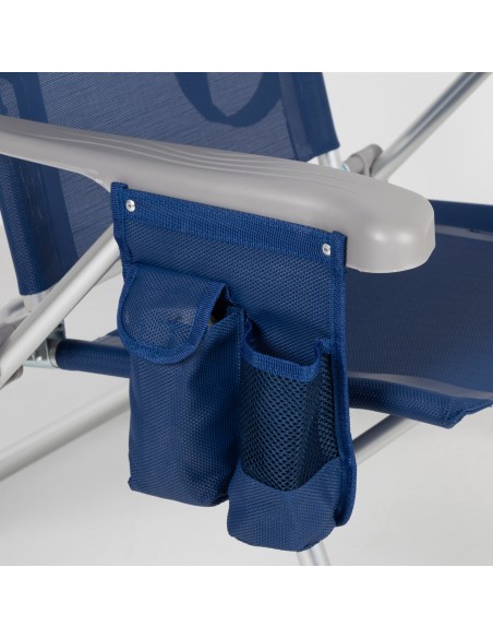Pack 2 cadeiras azul marinho + guarda-sol 200 cm riscas