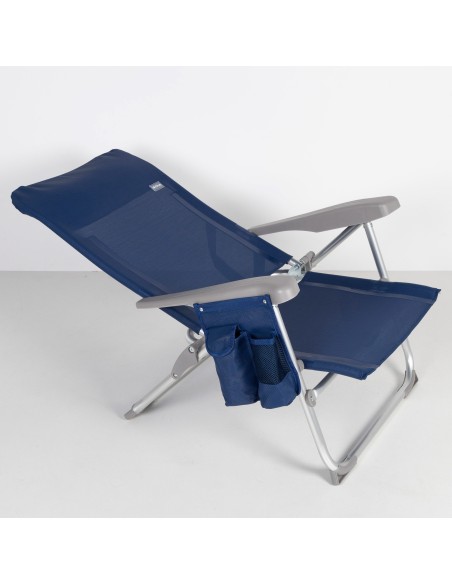 Pack 2 cadeiras azul marinho + guarda-sol 200 cm riscas