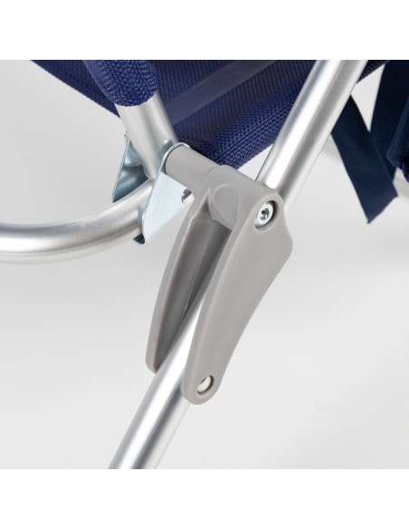 Pack 2 cadeiras azul marinho + guarda-sol 200 cm riscas