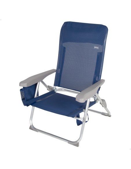 Pack 2 cadeiras azul marinho + guarda-sol 200 cm riscas