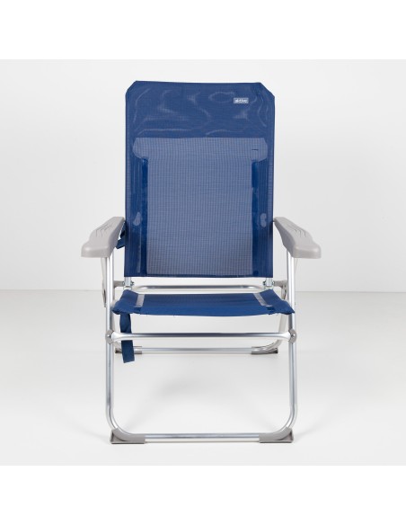 Pack 2 cadeiras azul marinho + guarda-sol 180 cm riscas | Aktive