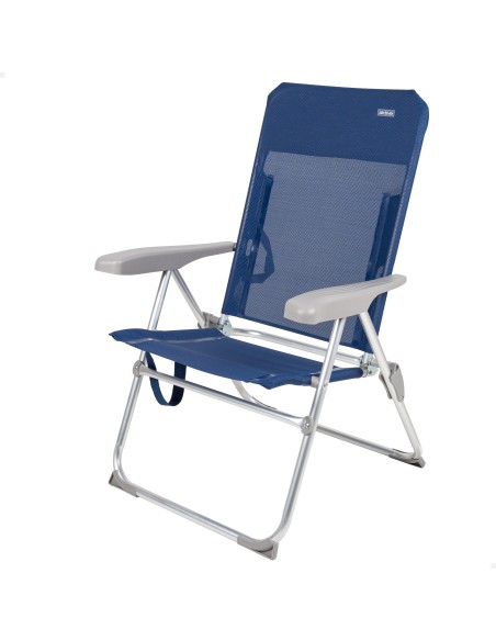 Pack 2 cadeiras azul marinho + guarda-sol 180 cm riscas | Aktive
