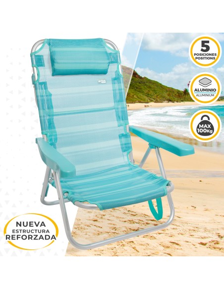 Pack 2 cadeiras mochila turquesa + guarda-sol 200 cm | Aktive