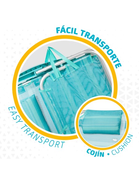 Pack 2 cadeiras mochila turquesa + guarda-sol 200 cm | Aktive