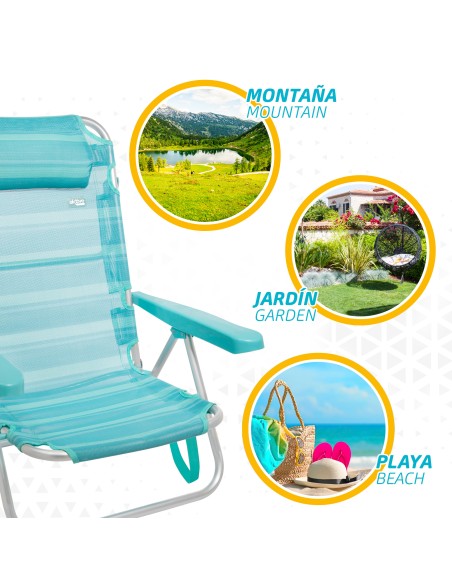 Pack 2 cadeiras mochila turquesa + guarda-sol 200 cm | Aktive