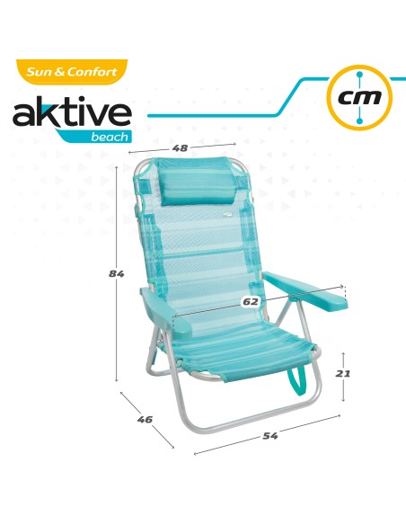 Pack 2 cadeiras mochila turquesa + guarda-sol 200 cm | Aktive
