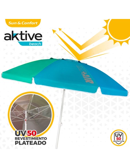 Pack 2 cadeiras mochila turquesa + guarda-sol 200 cm | Aktive
