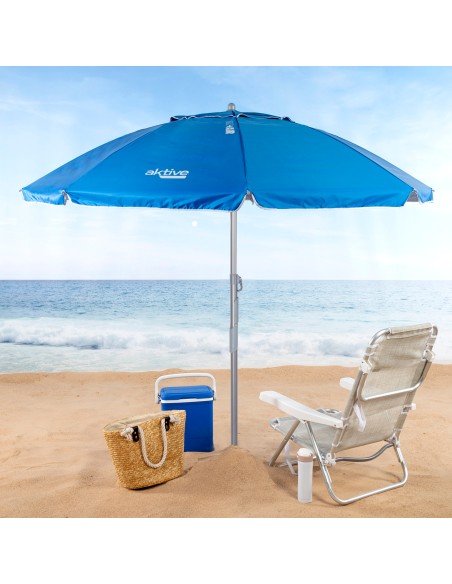 Pack 2 espreguiçadeiras riscas + guarda-sol twister 220 cm | Aktive