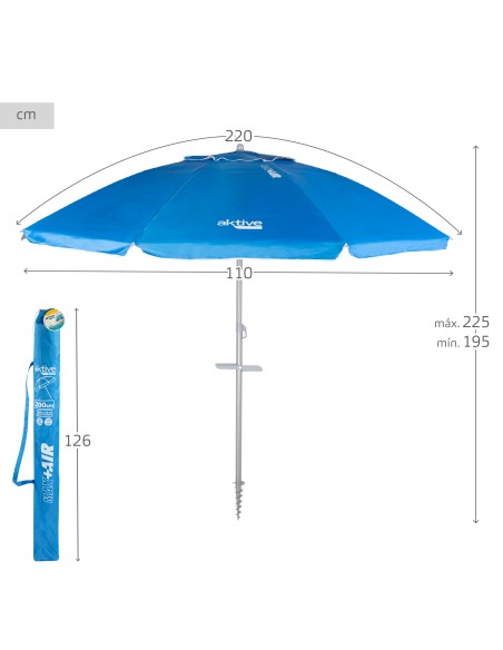 Pack 2 espreguiçadeiras riscas + guarda-sol twister 220 cm | Aktive