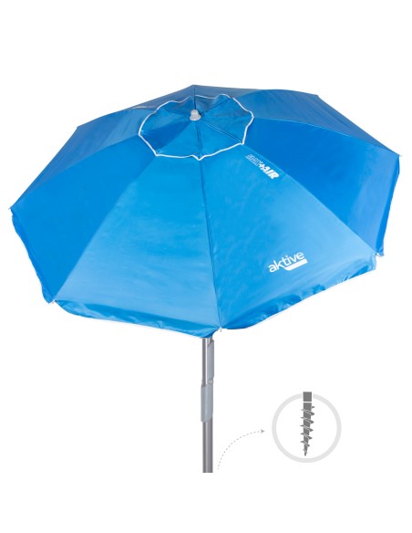 Pack 2 espreguiçadeiras riscas + guarda-sol twister 220 cm | Aktive
