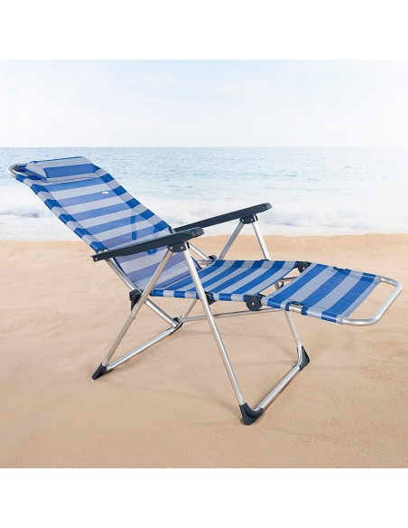 Pack 2 espreguiçadeiras riscas + guarda-sol twister 220 cm | Aktive
