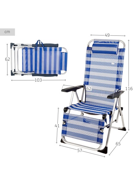 Pack 2 espreguiçadeiras riscas + guarda-sol twister 220 cm | Aktive