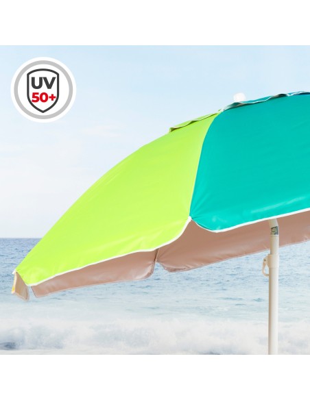 Pack 2 espreguiçadeiras turquesa + guarda-sol 220 cm | Aktive