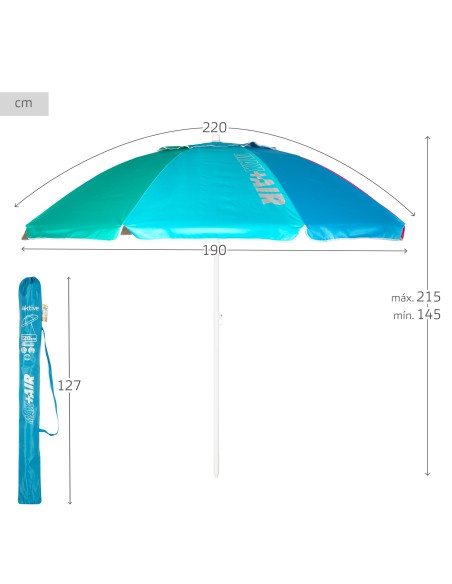 Pack 2 espreguiçadeiras turquesa + guarda-sol 220 cm | Aktive