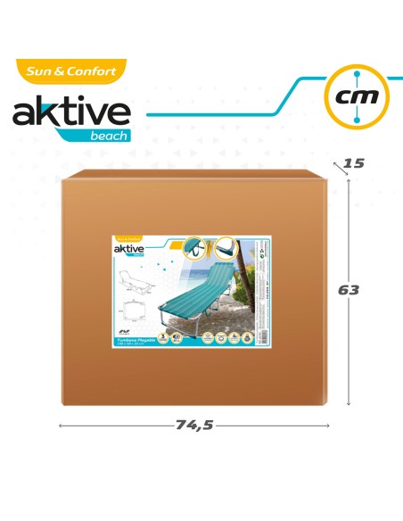 Pack 2 espreguiçadeiras turquesa + guarda-sol 220 cm | Aktive