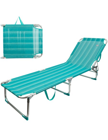 Pack 2 espreguiçadeiras turquesa + guarda-sol 220 cm | Aktive