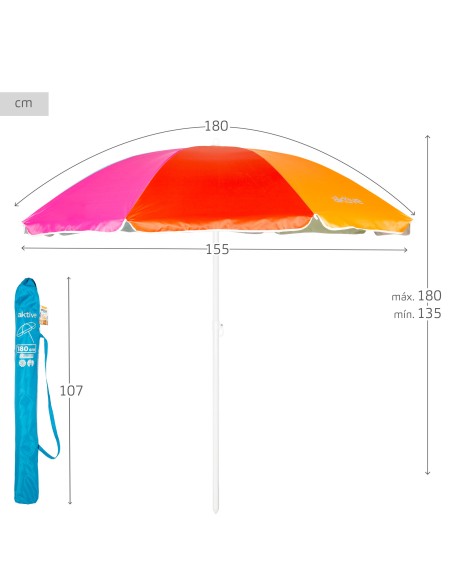 Pack 2 cadeiras turquesa com bolso + guarda-sol 180 cm | Aktive