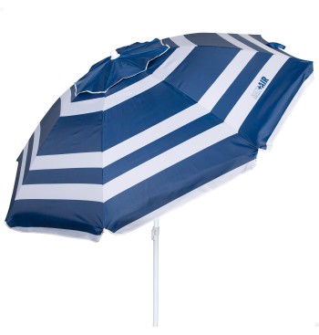 Pack 2 cadeiras azul + guarda-sol riscado 200 cm | Aktive 2