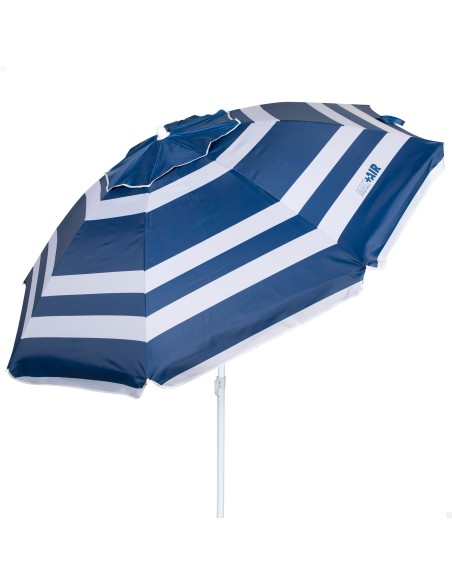 Pack 2 cadeiras azul + guarda-sol riscado 200 cm | Aktive
