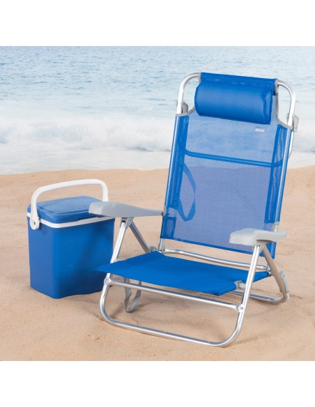 Pack 2 cadeiras azul + guarda-sol riscado 200 cm | Aktive