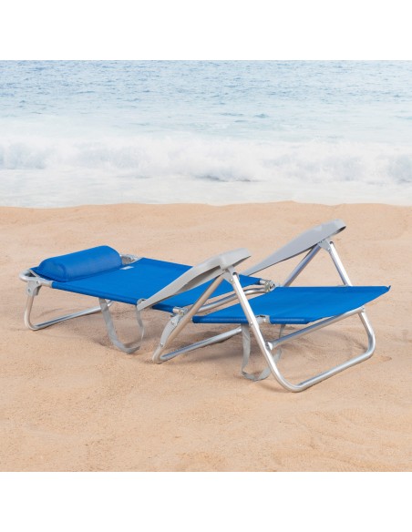 Pack 2 cadeiras azul + guarda-sol riscado 200 cm | Aktive