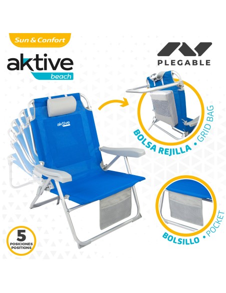 Pack 2 cadeiras mochila XXL + guarda-sol 220 cm