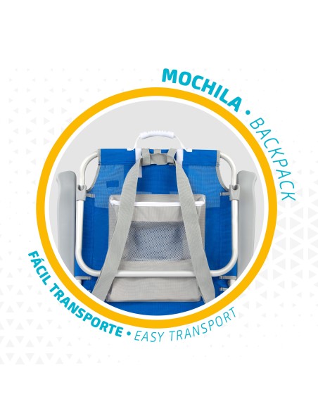 Pack 2 cadeiras mochila XXL + guarda-sol 220 cm