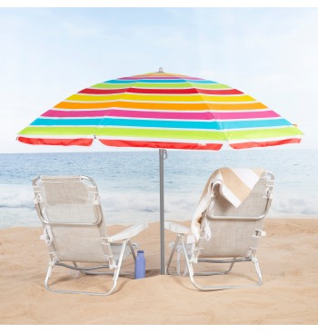 Pack 2 cadeiras anti-capotamento bege + guarda-sol 200 cm 2