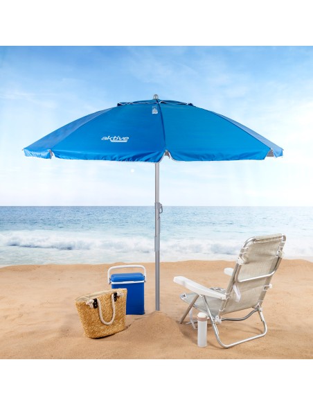 Pack 2 cadeiras riscas + guarda-sol twister 200 cm azul
