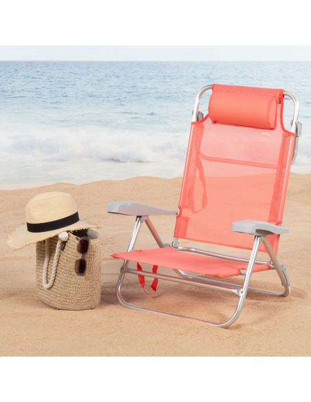 Pack 2 cadeiras mochila coral + guarda-sol 200 cm | Aktive