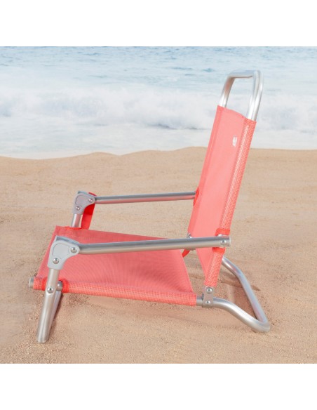 Pack 2 cadeiras baixas fixas coral + guarda-sol 180 cm