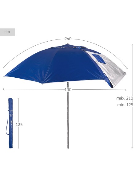 Pack 2 cadeiras mochila + guarda-sol 240 cm com pára-ventos | Aktive